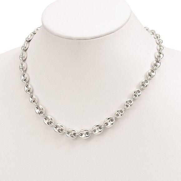 Kazi Luxury Sterling Silver Polished Fancy Link 18in Necklace